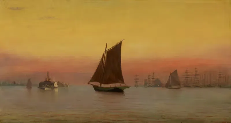 Misty Morning, New York Harbor — Francis Augustus Silva