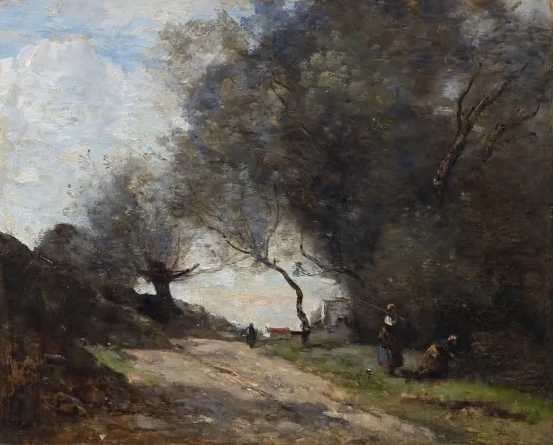 La cueillette au bord du chemin — Jean-Baptiste-Camille Corot