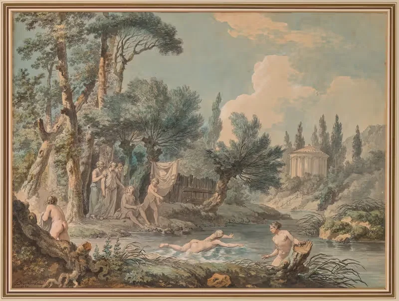 Ню в пейзаже by Жан-Жак-Франсуа Лебарбиер, 1781 — digital art print download