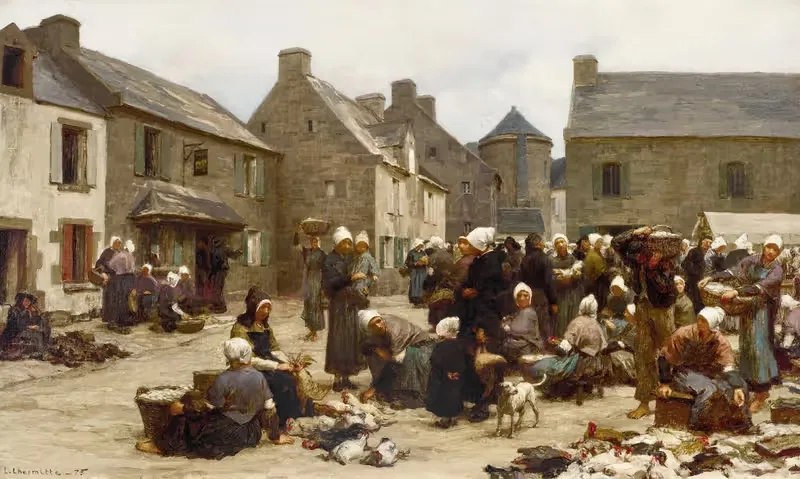Рынок в Плодуальмезо by Леон Огюст Лермиц, 1875 — digital art print download