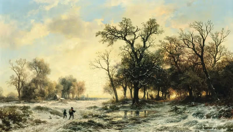 Возвращение домой в сумерках зимой by Ремигий Адрианус ван Хаанен — digital art print download
