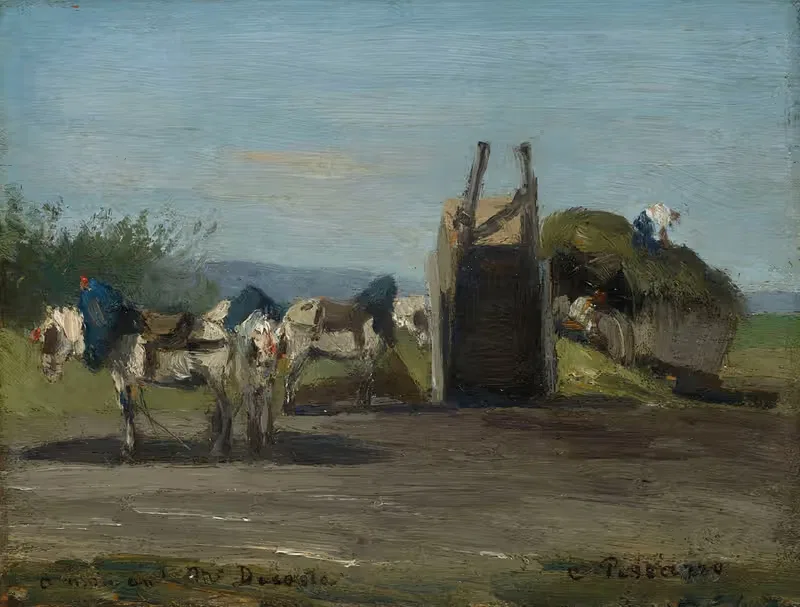 Белые лошади и повозки by Камиль Писсарро, 1862 — digital art print download