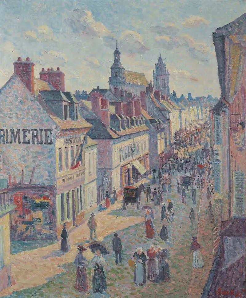 Jour de marché à Gisors (rue Cappeville) — Maximilien Luce