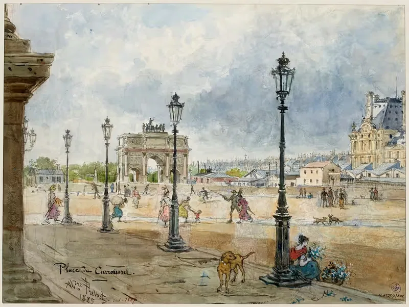 Place du Carrousel by Alexandre Prévost, 1885 — digital art print download