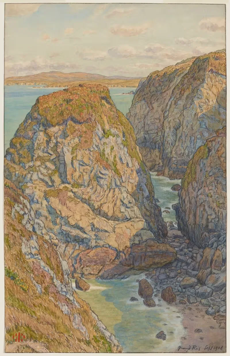 Утесы Гран Рис (Бухта Дуарнене) by Анри Ривьер, 1908 — digital art print download