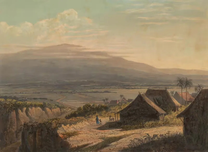 Gezicht op een landschap in Java. Landschap in de residentie Bantam — Johan Conrad Greive