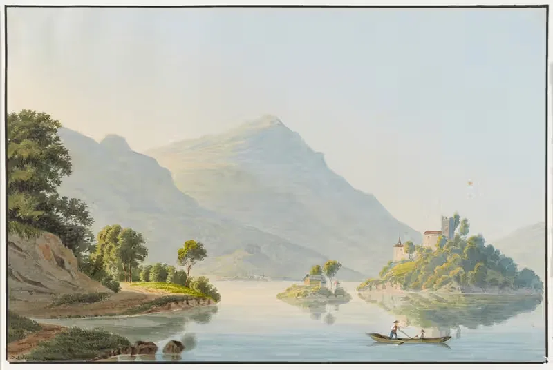 Ansicht der Insel Schwanau im Lauerzersee — David Alois Schmid