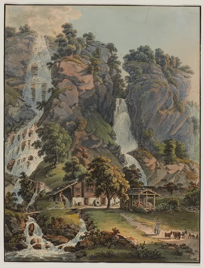 Chutes du Dorf et Alpbach à Meyringen — Gabriel Lory the older
