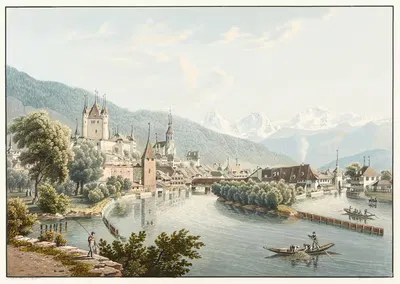 Vue du chateau et de la ville de Thoune by Gabriel Lory the older, 1915-1945 — digital art print download