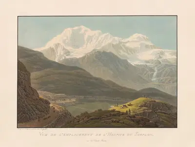 Vue de l'emplacement de l'Hospice du Simplon, et du Mont Rosa by Gabriel Lory the Younger, 1811 — digital art print download