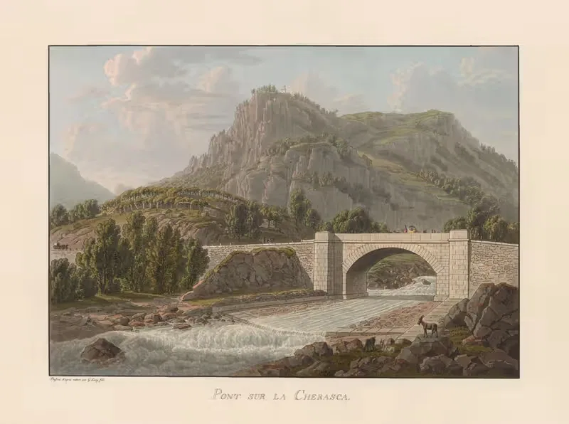 Pont sur la Cherasca by Gabriel Lory the Younger, 1811 — digital art print download