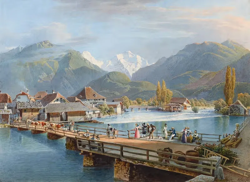 Unterseen mit Blick auf die Jungfrau — Gabriel Lory the Younger
