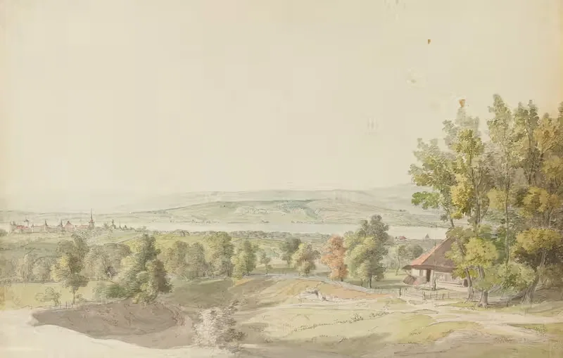 Vue de Morat sur le lac du même nom — Heinrich Rieter