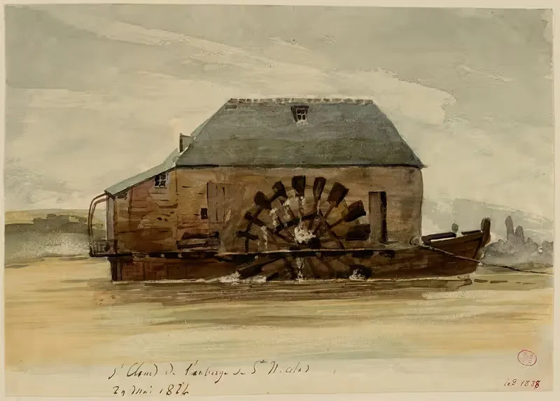 Водяная машина в Сен-Клу, гостиница Сен-Никола в 1824 году — Анри Жан Батист Левис