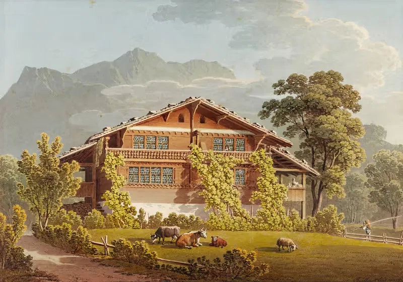 Bauernhaus bei Brienz und Brienz Rothorn — Jacques Henri Juillerat