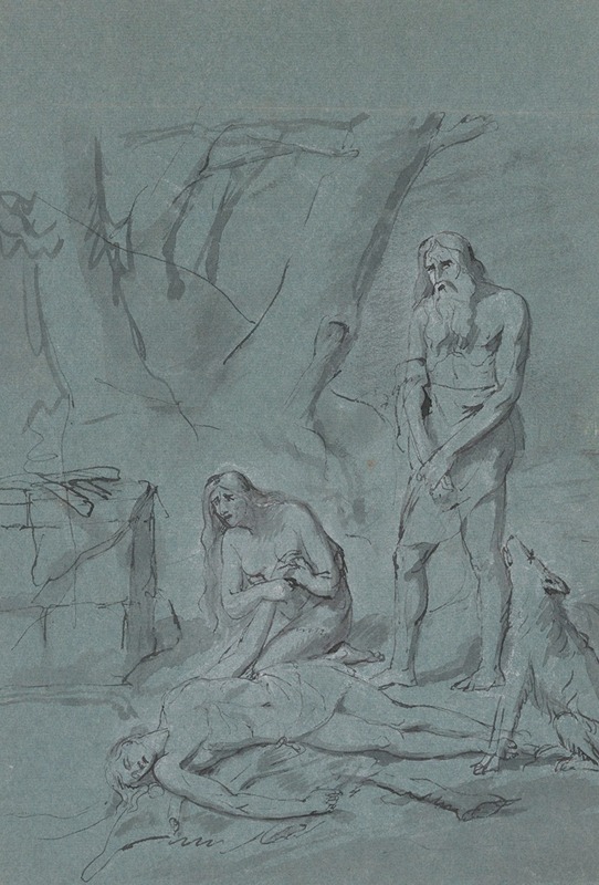 Adam and Eve Mourn Abel by Jean Antoine Verschaeren — digital art print download