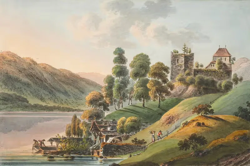 Vue du Chateau de Ringenberg au Lac de Brienz — Jakob Samuel Weibel