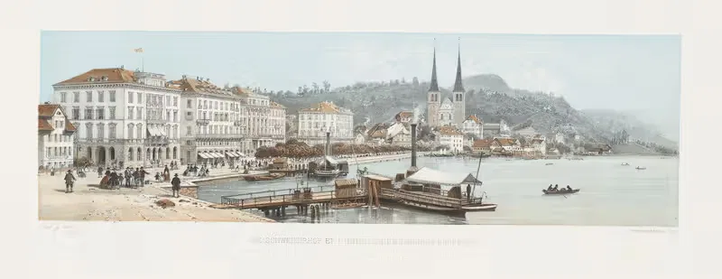 Швейцарский двор и отель Англетер в Люцерне by Жан Жакотте — digital art print download