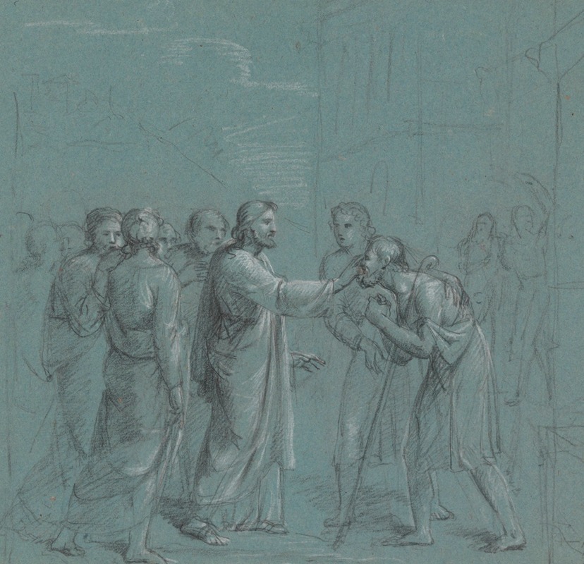Jesus Healing a Blind Man by Jean Antoine Verschaeren — digital art print download