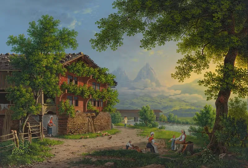 Die Muota Brüke bei Schwytz — Johann Heinrich Bleuler the Younger