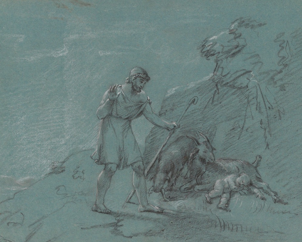 Oedipus Discovered by the Shepherds by Jean Antoine Verschaeren — digital art print download