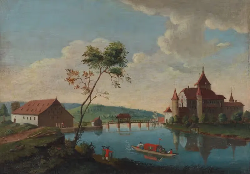 Château de Nydau, au Canton de Berne — Johann Ludwig Aberli