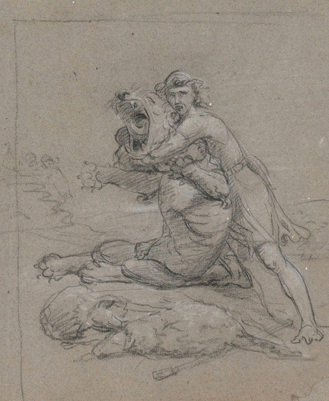 Samson Fights the Lion by Jean Antoine Verschaeren — digital art print download