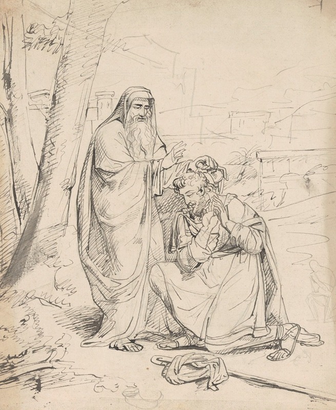 Samuel Anoints Saul King by Jean Antoine Verschaeren — digital art print download