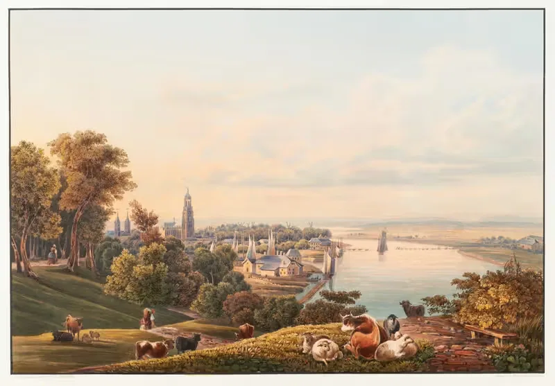 Вид на город Арнем by Иоганн Людвиг Блёйлер — digital art print download