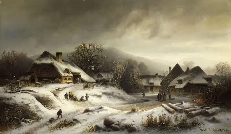 Verschneite Dorflandschaft by Anton Doll — digital art print download