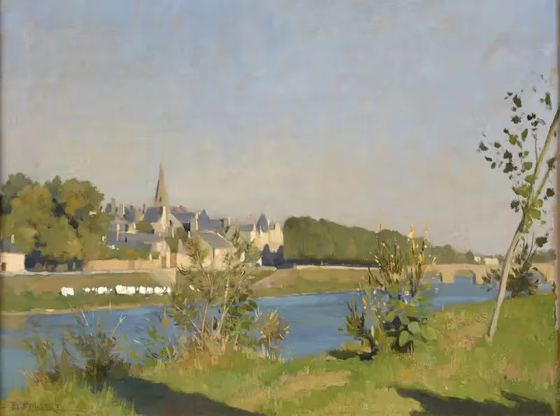 Village au bord de la rivière — Emile-Louis Foubert