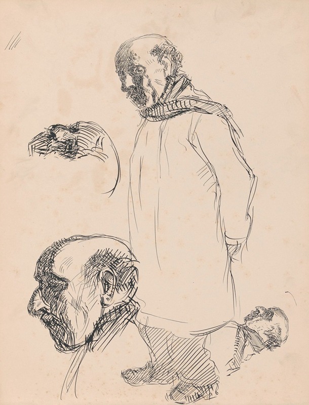 Standing Man and Two Heads by Jules Schmalzigaug — digital art print download