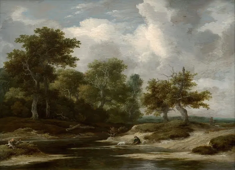 Halt of a traveler — Jacob van Ruisdael