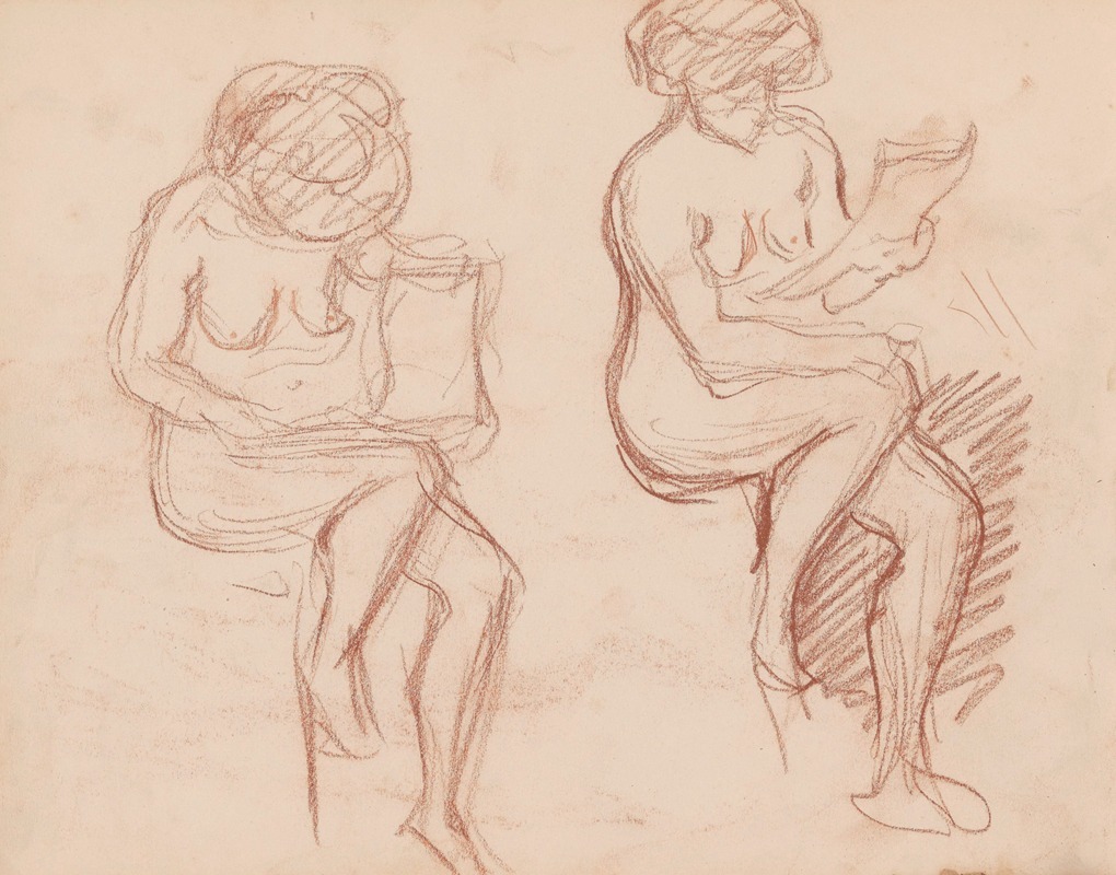 Two Seated Women by Жюль Шмальцигауг — digital art print download
