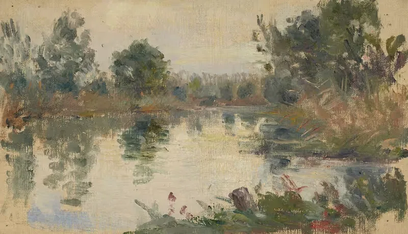 Paysage lacustre au cours d'eau — Jeanne Jegou-Cadart