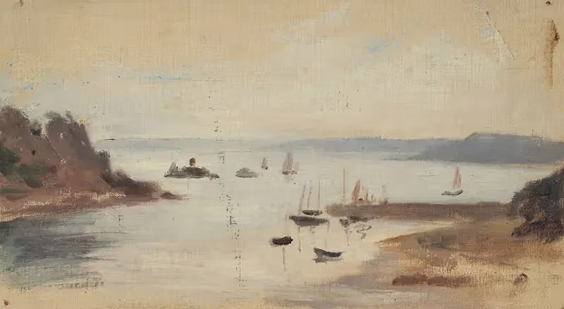 Voilier amarré proche de la côte — Jeanne Jegou-Cadart