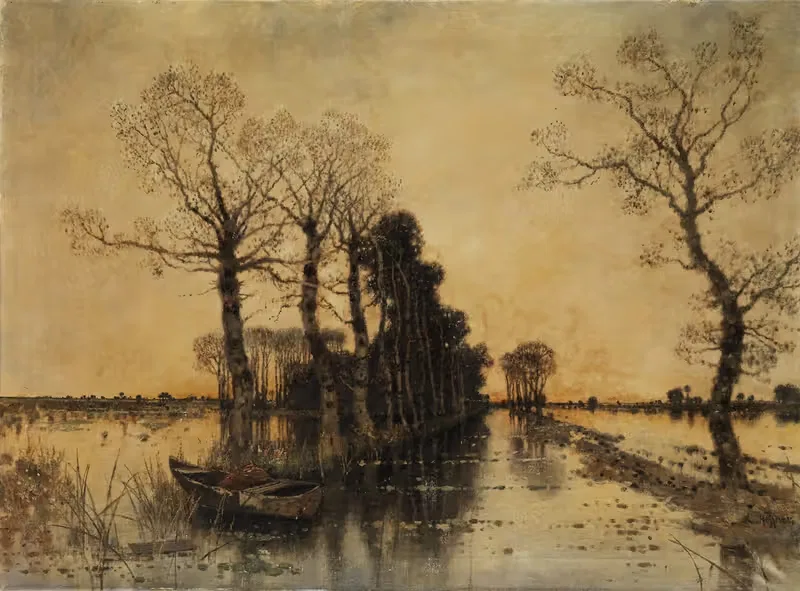 Moorlandschaft mit überschwemmter Allee — Karl Heffner