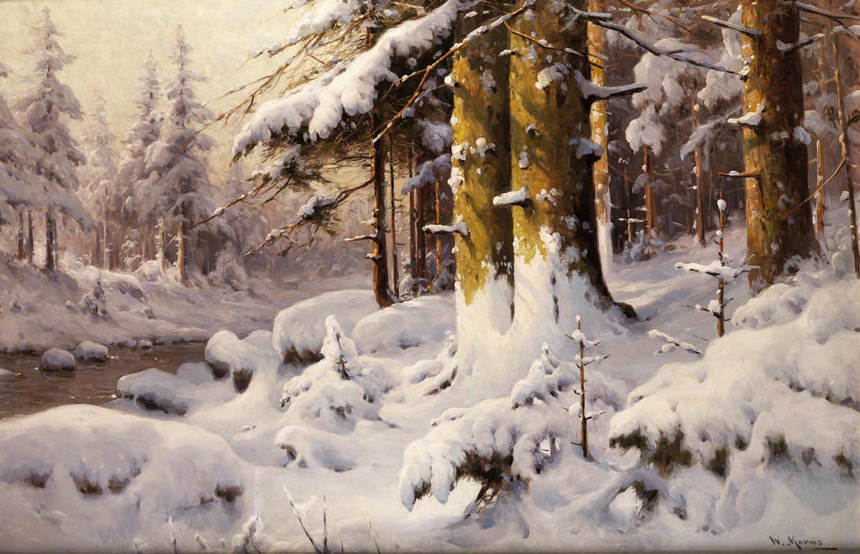 Зимний лесной пейзаж by Уолтер Мораз — digital art print download