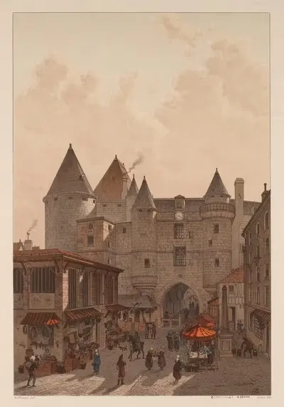 Grand Châtelet. Vue prise de la rue Saint-Denis by Eugène Ciceri, 1875-1882 — digital art print download