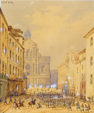 Улица Культуры Сен-Катрин, ныне улица Севинье, 4-й округ by Гаспар Гобо, 1848 — digital art print download
