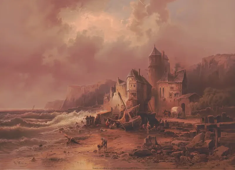 Нормандское побережье by Эдмунд Фёрстер и Ко, 1871 — digital art print download