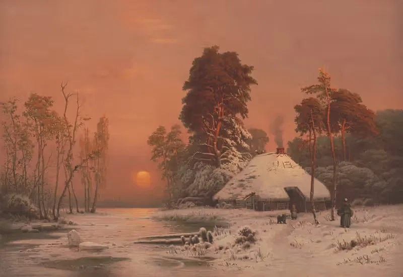 Закат зимой by Эдмунд Фёрстер и Ко, 1872 — digital art print download