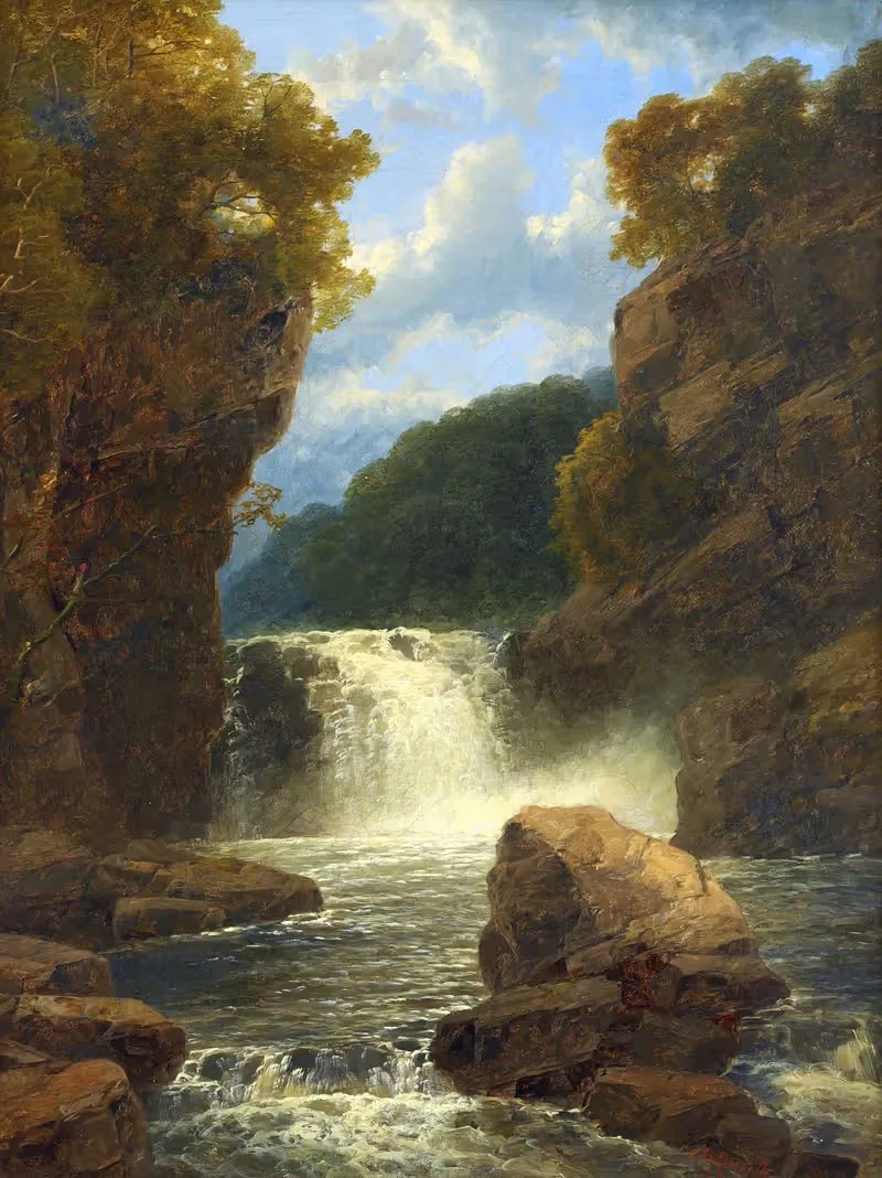 Водопад Абердюлайс, Уэльс by Джон Брендон Смит, 1874 — digital art print download