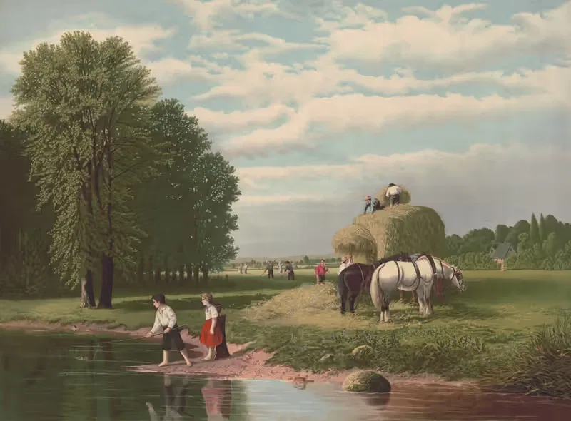 Сцена американского сбора урожая by Жозеф Хувер, 1876 — digital art print download