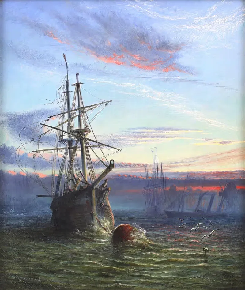 Старый заброшенный угольщик на закате by Роберт Джоблинг, 1866 — digital art print download