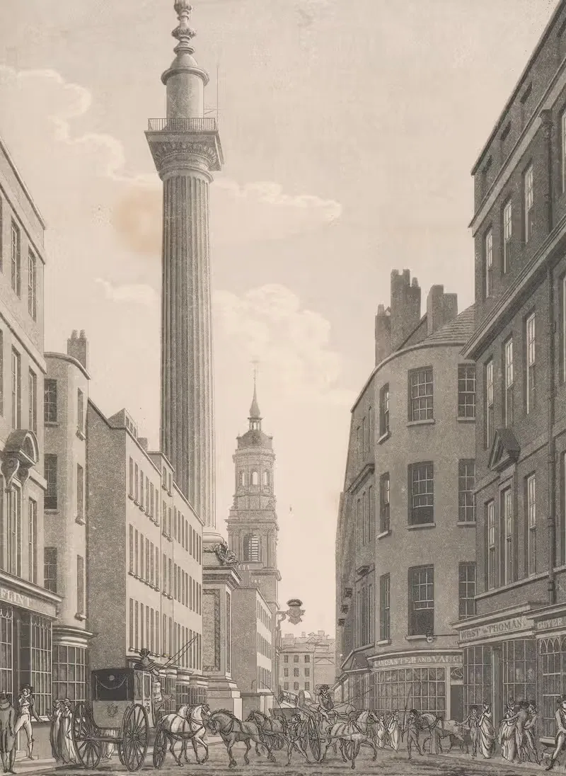 The Monument from Fish Street Hill — Thomas Malton