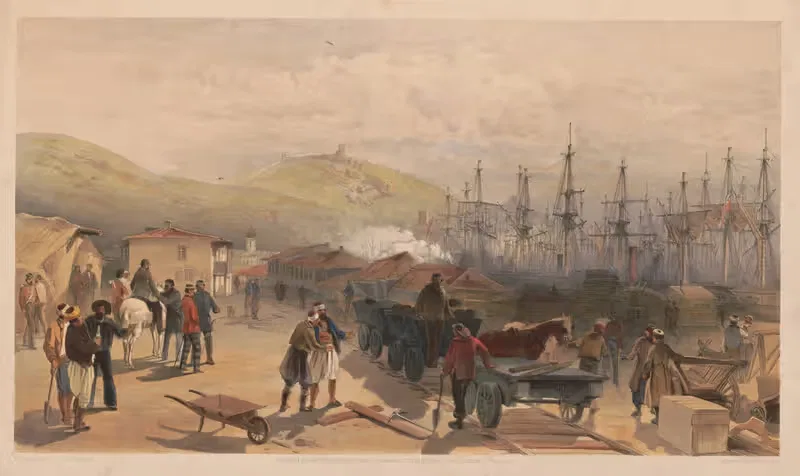 The railway at Balaklava, looking south — William Simpson