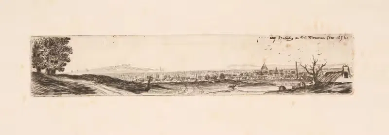 Дальний вид на город by Огюст Дела́тр, 1856 — digital art print download