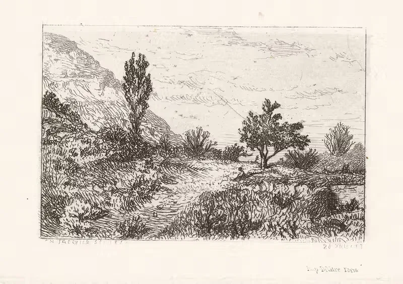 Пейзаж с сельской дорогой by Шарль Эмиль Жак, 1845 — digital art print download