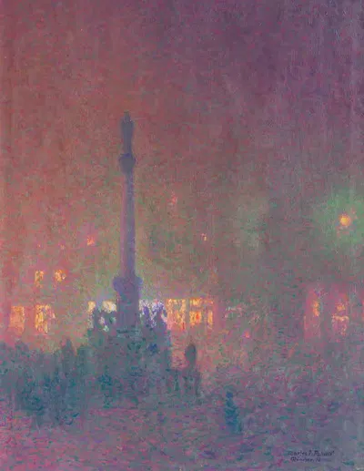 Мюнхен ночью – Мариенплац by Шарль Жан Палми, 1908 — digital art print download